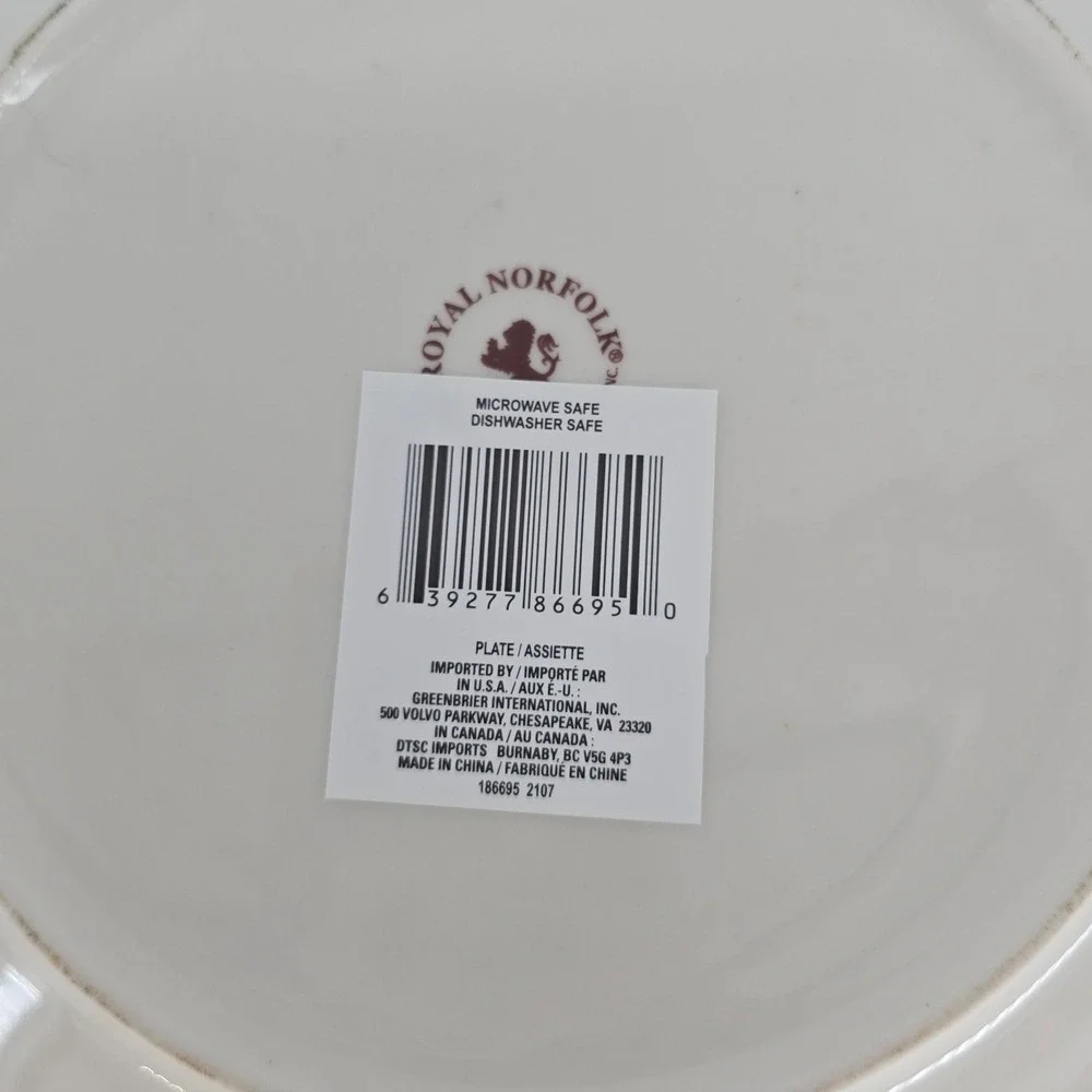 Royal Norfolk Holly Berry Christmas Dinner Plates Set of 3 Red Green 10 Inch